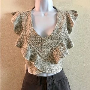 Kimchi Blue Tie Back Ruffled Knit Crop